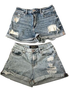 Bundle 2 Prs Hollister & Indigo Rein Distressed Denim Shorts Size 7